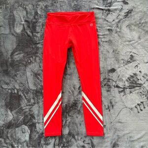 Tory Burch Red and White Striped Leggings